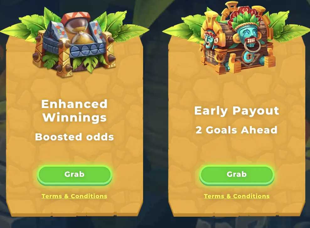 Cash out early when your team is 2 goals ahead Early payout promotion two goals ahead